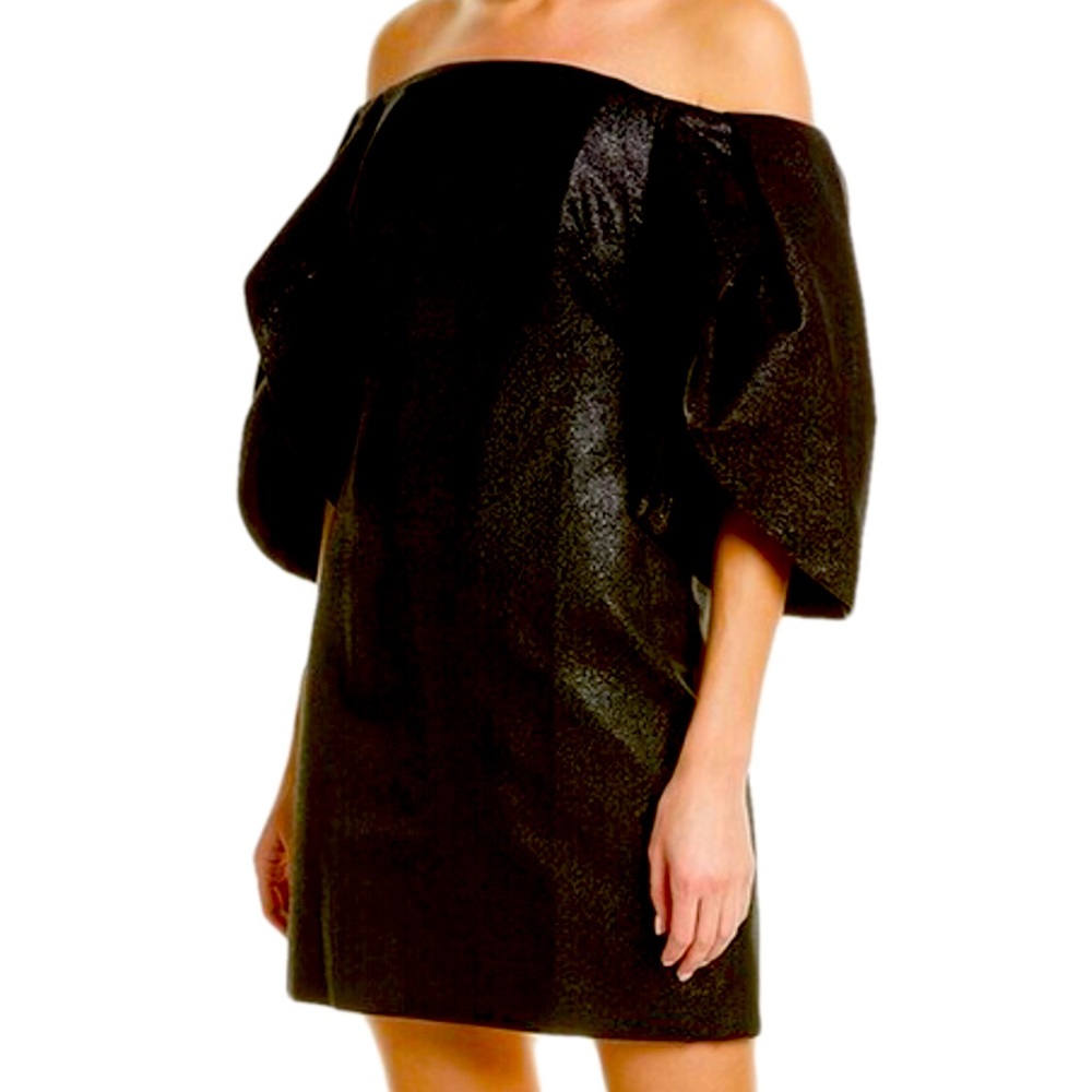 Halston Heritage evening collection black metallic gown